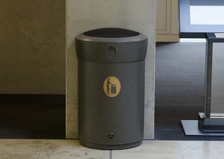 Envoy™ Indoor Litter Bin d-shaped interior waste bin in dark grey