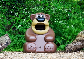 TidyBear™ Animal-Shaped Litter Bin in park 