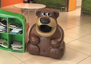 TidyBear™ Novely Litter Bin child friendly waste receptacle for primary schools